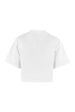 Load image into Gallery viewer, Embroidered cotton cropped T-shirt
