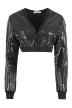 Load image into Gallery viewer, Cropped-length sequin cardigan
